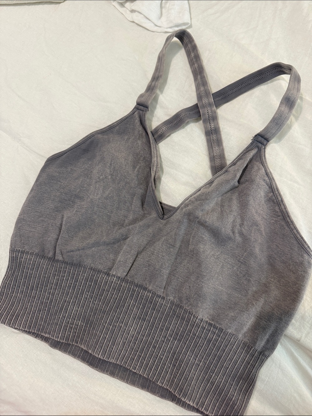 Good Karma by Free People Movement Washed Grayish-Purple Seamless Sports Bra